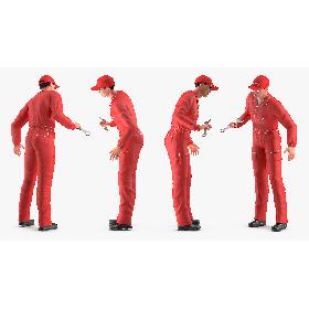 Auto Mechanic Inspecting Pose 3D model